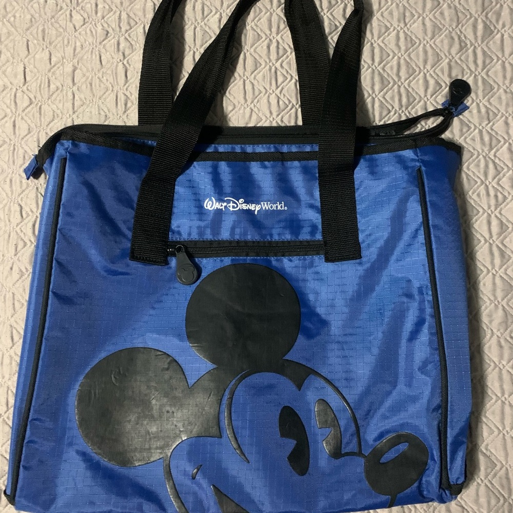 Disney Parks Mickey Mouse Tote Bag Blue Large Travel Carry Bag Walt Disney World